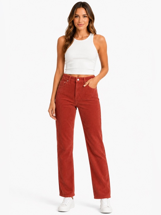 Modern American Denim - NWT Modern American Lafayette Corduroy Pants Rust High Rise Straight Leg